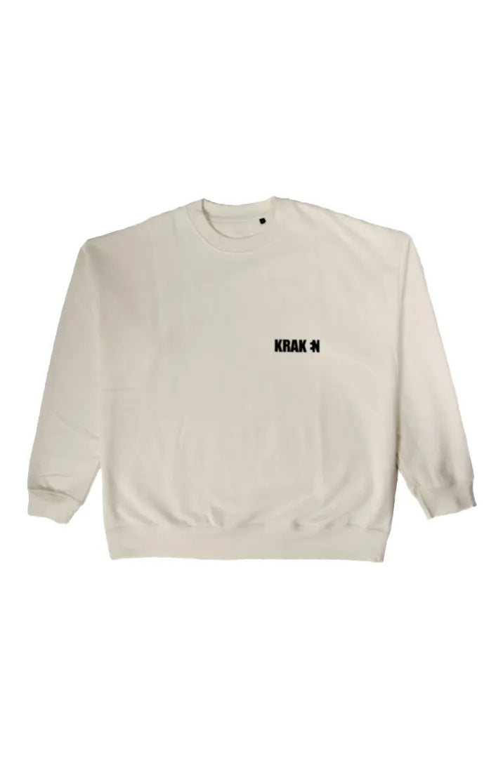 Vista frontal de la Sudadera Sancocho. Sudadera brushed oversized sin capucha, de felpa perchada 100% algodón en color Leche de coco."