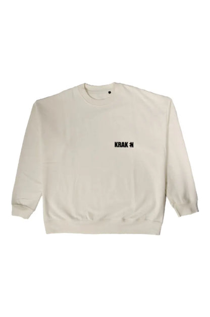 Vista frontal de la Sudadera Sancocho. Sudadera brushed oversized sin capucha, de felpa perchada 100% algodón en color Leche de coco."